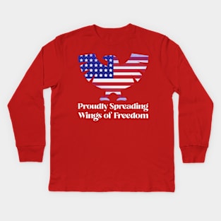 Proudly Spreading Wings of Freedom 4th of July Patriotic Kids Long Sleeve T-Shirt